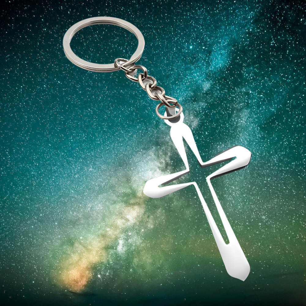 1 Dije Activado de Cruz para Obtener Justicia Divina 45x25mm Acero Inoxidable en Llavero [-40% ]